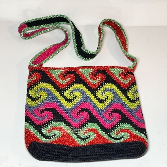 Bamboo Trading Co Handcrafted Colorful Chevron Zipper Close Crossbody Bag - Picture 1 of 5